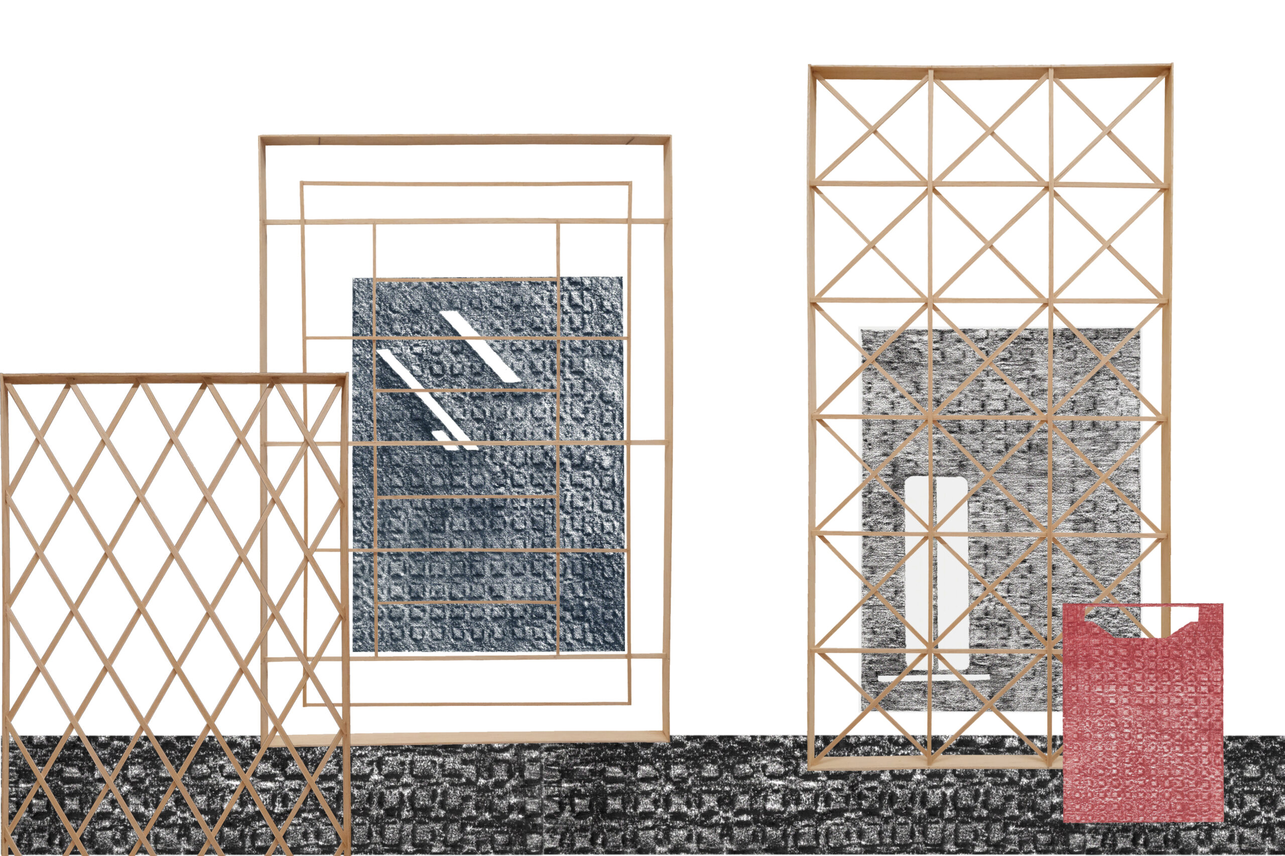 Marine Pages et Marie-Jeanne Hoffner, illustration du carton de l'exposition "La mesure du carreau" à la Maison Salvan