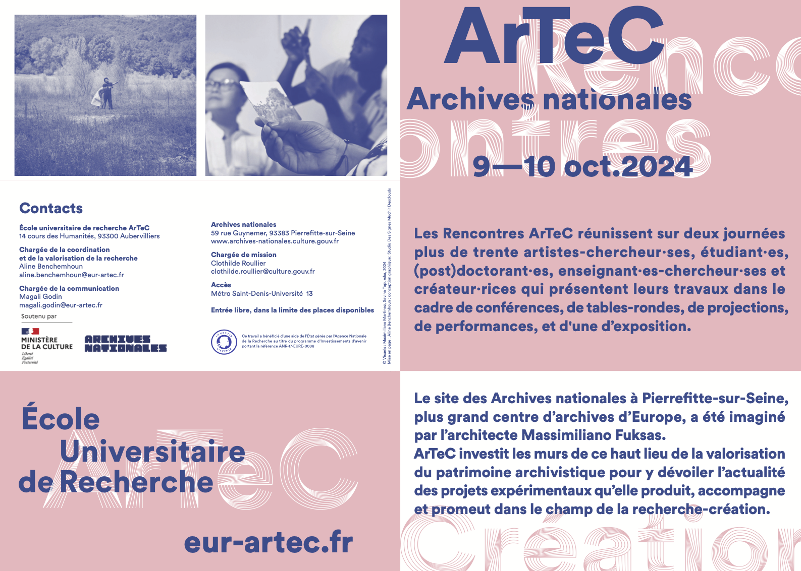 Visuel des rencontres 2024 d'ArTec aux archives nationales