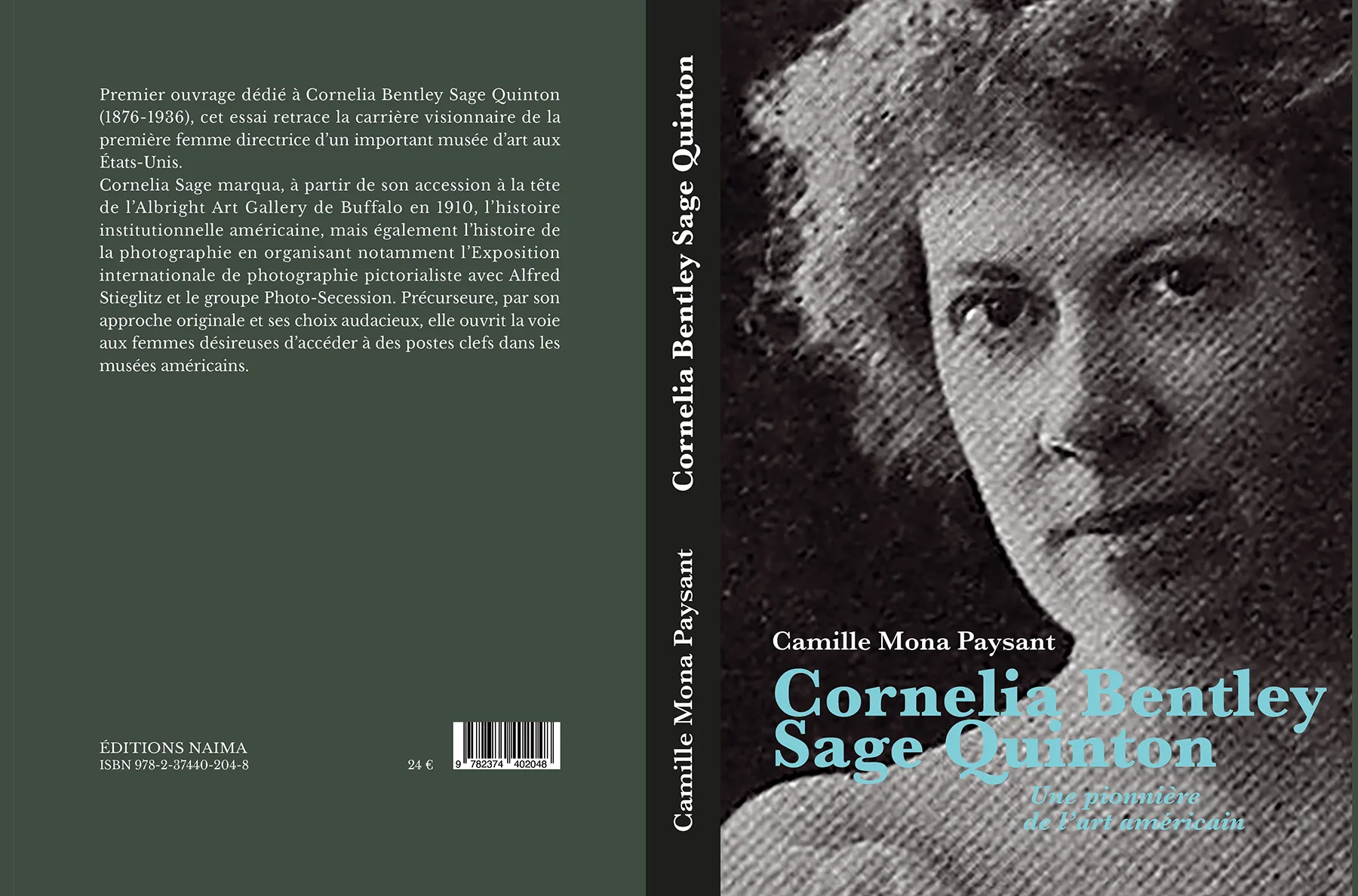 Couverture du livre de Camille Mona Paysant consacré à Cornelia B. Sage avec un portrait de de Cornelia