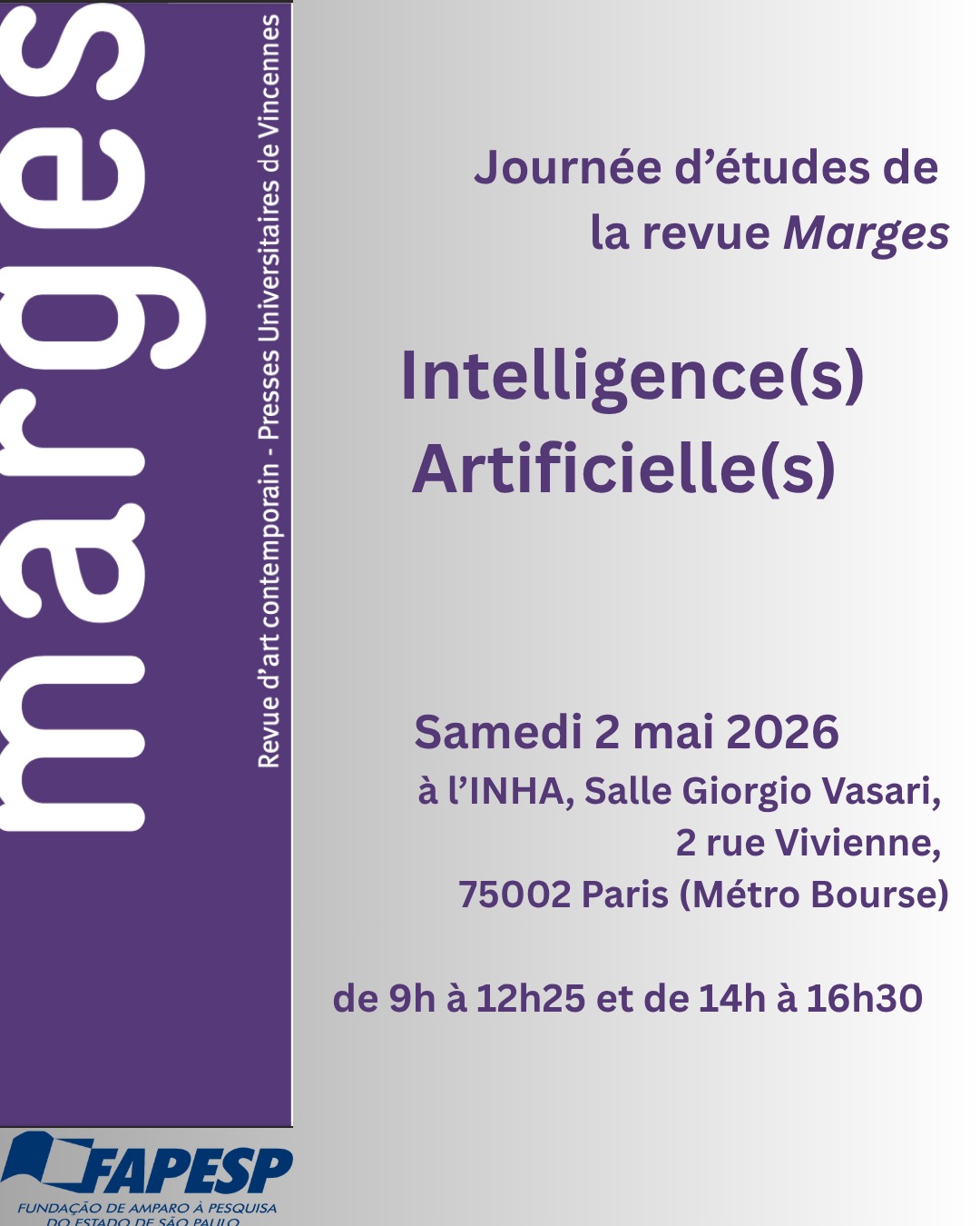Affiche journée d'étude de la revue Marges